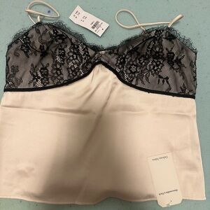 Abercrombie & Fitch Black and Cream Lace Chemise